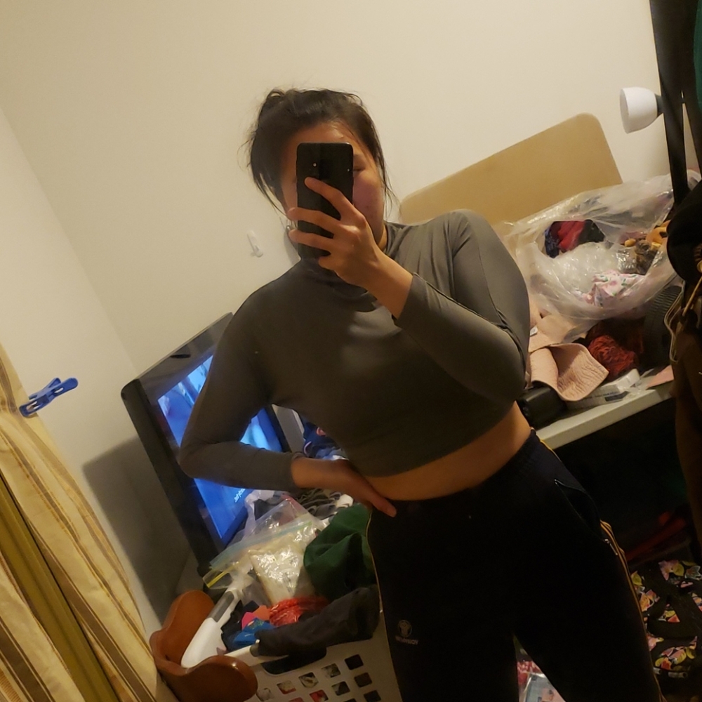 Balera Mock dance neck stretchy crop long sleeve